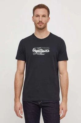 Pepe Jeans t-shirt bawełniany Castle męski kolor czarny z nadrukiem