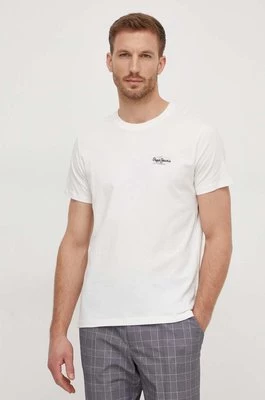 Pepe Jeans t-shirt bawełniany CHASE męski kolor beżowy z nadrukiem