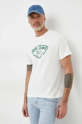 Pepe Jeans t-shirt bawełniany Cherry męski kolor biały z nadrukiem