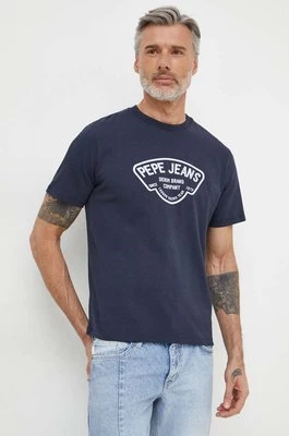 Pepe Jeans t-shirt bawełniany Cherry męski kolor granatowy z nadrukiem PM509381