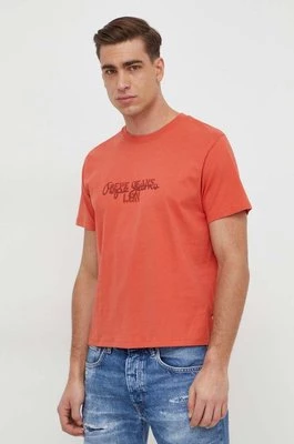 Pepe Jeans t-shirt bawełniany Chris męski kolor pomarańczowy z nadrukiem