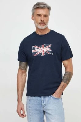 Pepe Jeans t-shirt bawełniany Clag męski kolor granatowy z nadrukiem