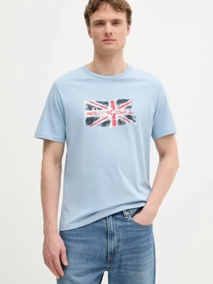 Pepe Jeans t-shirt bawełniany Clag męski kolor niebieski z nadrukiem PM509384