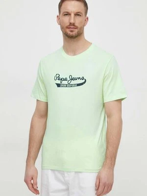 Pepe Jeans t-shirt bawełniany CLAUDE męski kolor zielony z nadrukiem PM509390