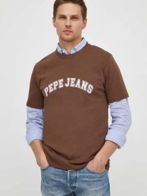 Pepe Jeans t-shirt bawełniany CLEMENT brązowy