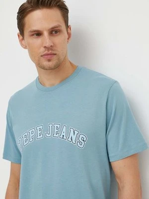 Pepe Jeans t-shirt bawełniany CLEMENT męski kolor niebieski z nadrukiem PM509220