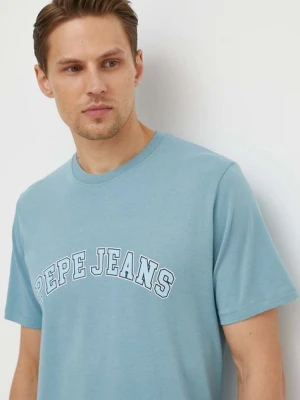 Pepe Jeans t-shirt bawełniany CLEMENT męski kolor niebieski z nadrukiem PM509220