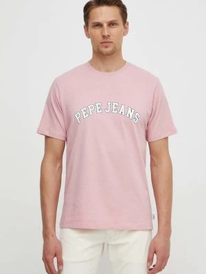 Pepe Jeans t-shirt bawełniany CLEMENT męski kolor różowy z nadrukiem PM509220