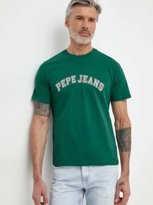 Pepe Jeans t-shirt bawełniany CLEMENT męski kolor zielony z nadrukiem PM509220