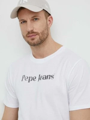 Pepe Jeans t-shirt bawełniany CLIFTON męski kolor biały z nadrukiem PM509374