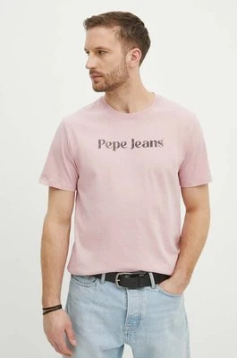 Pepe Jeans t-shirt bawełniany CLIFTON męski kolor różowy z nadrukiem PM509374
