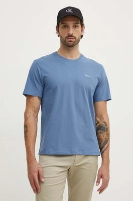 Pepe Jeans t-shirt bawełniany Connor męski kolor niebieski gładki PM509206