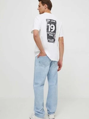 Pepe Jeans t-shirt bawełniany CORBUS męski kolor beżowy z nadrukiem PM509377