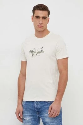Pepe Jeans t-shirt bawełniany Count męski kolor beżowy z nadrukiem PM509208