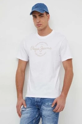 Pepe Jeans t-shirt bawełniany Craigton męski kolor biały z nadrukiem
