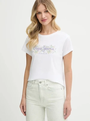 Pepe Jeans t-shirt bawełniany damski kolor biały PL506120