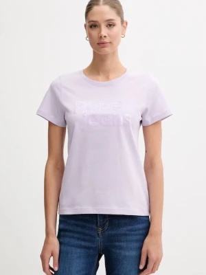 Pepe Jeans t-shirt bawełniany damski kolor fioletowy PL506113