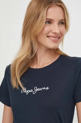 Pepe Jeans t-shirt bawełniany LORETTE damski kolor granatowy PL505827