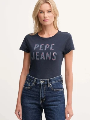 Pepe Jeans t-shirt bawełniany damski kolor granatowy PL5000045