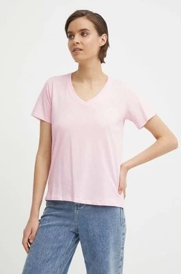 Pepe Jeans t-shirt bawełniany LORETTE V NECK damski kolor różowy PL505826