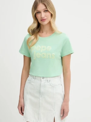 Pepe Jeans t-shirt bawełniany damski kolor zielony PL506113
