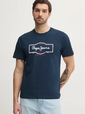 Pepe Jeans t-shirt bawełniany DAXTON TEE męski kolor granatowy z nadrukiem PM509786