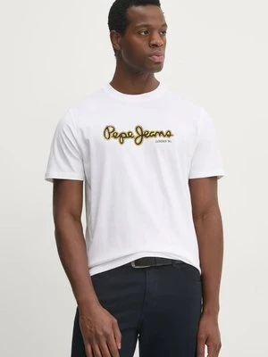 Pepe Jeans t-shirt bawełniany DORIAN TEE męski kolor biały z nadrukiem PM509721