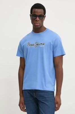 Pepe Jeans t-shirt bawełniany DORIAN TEE męski kolor fioletowy z nadrukiem PM509721