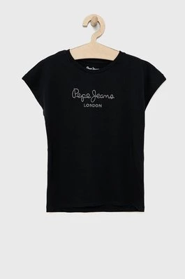 Pepe Jeans t-shirt bawełniany dziecięcy kolor czarny