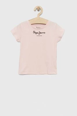 Pepe Jeans t-shirt bawełniany dziecięcy kolor różowy