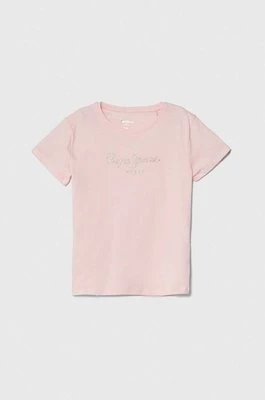 Pepe Jeans t-shirt bawełniany dziecięcy NINA kolor różowy