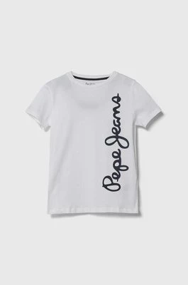 Pepe Jeans t-shirt bawełniany dziecięcy WALDO kolor biały z nadrukiem