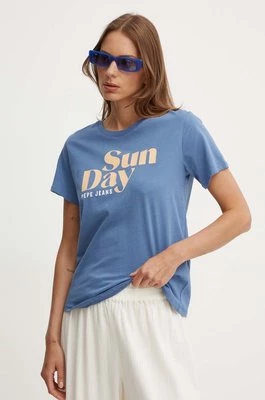 Pepe Jeans t-shirt bawełniany EFFIE damski kolor niebieski PL505886