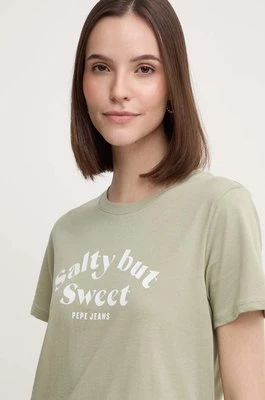 Pepe Jeans t-shirt bawełniany EFFIE damski kolor zielony PL505886