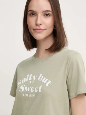 Pepe Jeans t-shirt bawełniany EFFIE damski kolor zielony PL505886