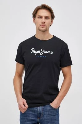 Pepe Jeans T-shirt bawełniany Eggo kolor czarny z nadrukiem