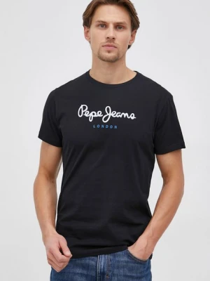 Pepe Jeans T-shirt bawełniany Eggo kolor czarny z nadrukiem PM508208.999