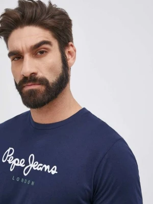 Pepe Jeans T-shirt bawełniany Eggo kolor granatowy z nadrukiem PM508208.595