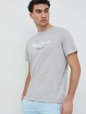 Pepe Jeans t-shirt bawełniany Eggo kolor szary z nadrukiem