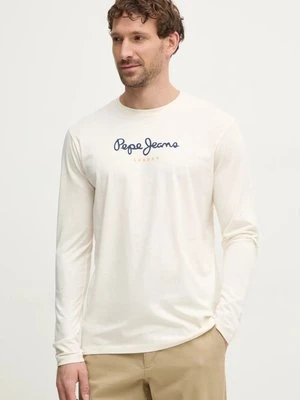 Pepe Jeans t-shirt bawełniany Eggo męski kolor beżowy z nadrukiem