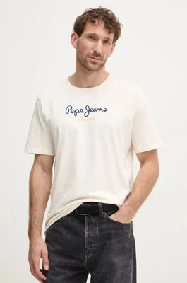 Pepe Jeans t-shirt bawełniany Eggo męski kolor beżowy z nadrukiem PM508208