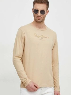 Pepe Jeans t-shirt bawełniany Eggo męski kolor beżowy z nadrukiem PM508209