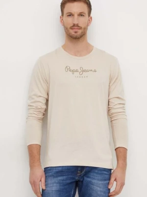 Pepe Jeans t-shirt bawełniany Eggo męski kolor beżowy z nadrukiem PM508209