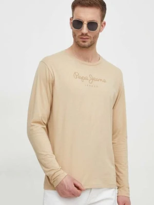 Pepe Jeans t-shirt bawełniany Eggo męski kolor beżowy z nadrukiem PM508209