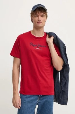 Pepe Jeans t-shirt bawełniany Eggo męski kolor czerwony z nadrukiem PM508208