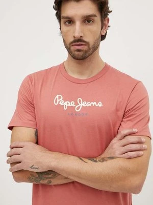 Pepe Jeans t-shirt bawełniany Eggo męski kolor czerwony z nadrukiem PM508208