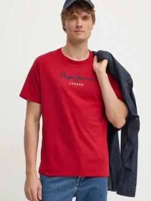 Pepe Jeans t-shirt bawełniany Eggo męski kolor czerwony z nadrukiem PM508208