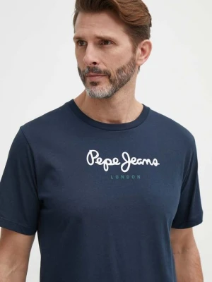 Pepe Jeans t-shirt bawełniany Eggo męski kolor granatowy z nadrukiem PM508208