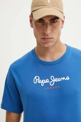 Pepe Jeans t-shirt bawełniany Eggo męski kolor niebieski z nadrukiem