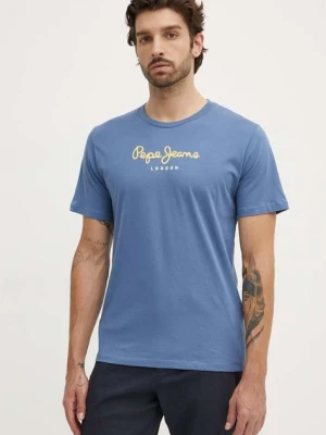 Pepe Jeans t-shirt bawełniany Eggo męski kolor niebieski z nadrukiem PM508208